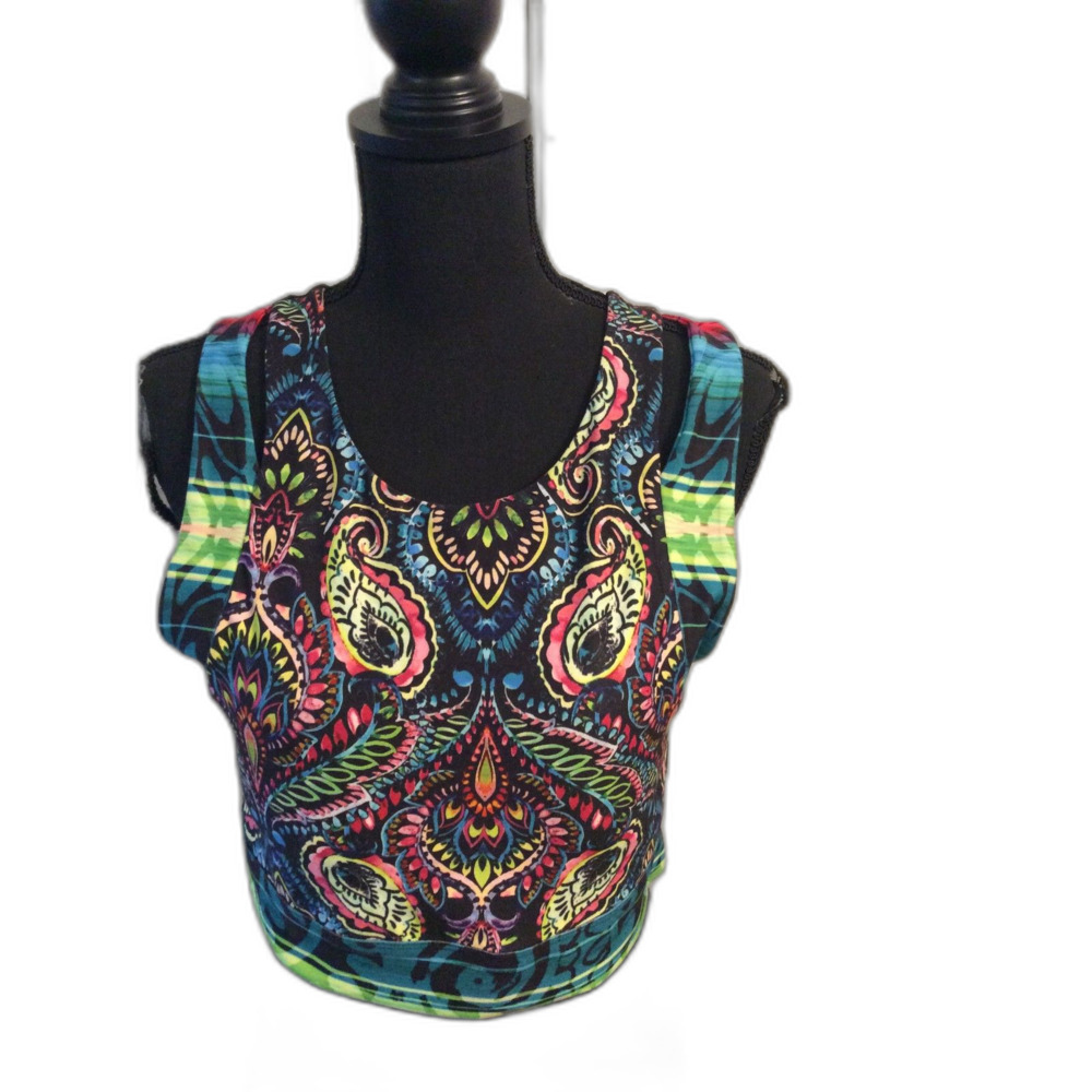 Nanette Lapore Creole Crop Athletic Bra Top Paisley Large